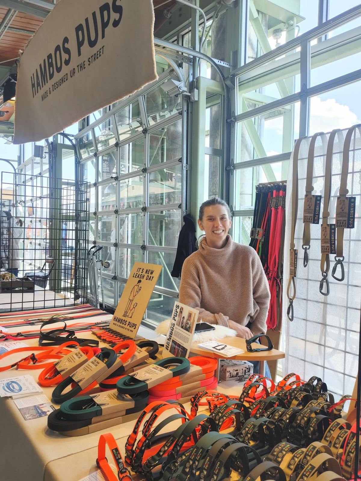 Danielle at the Hambos Pups booth at Pike Place Market